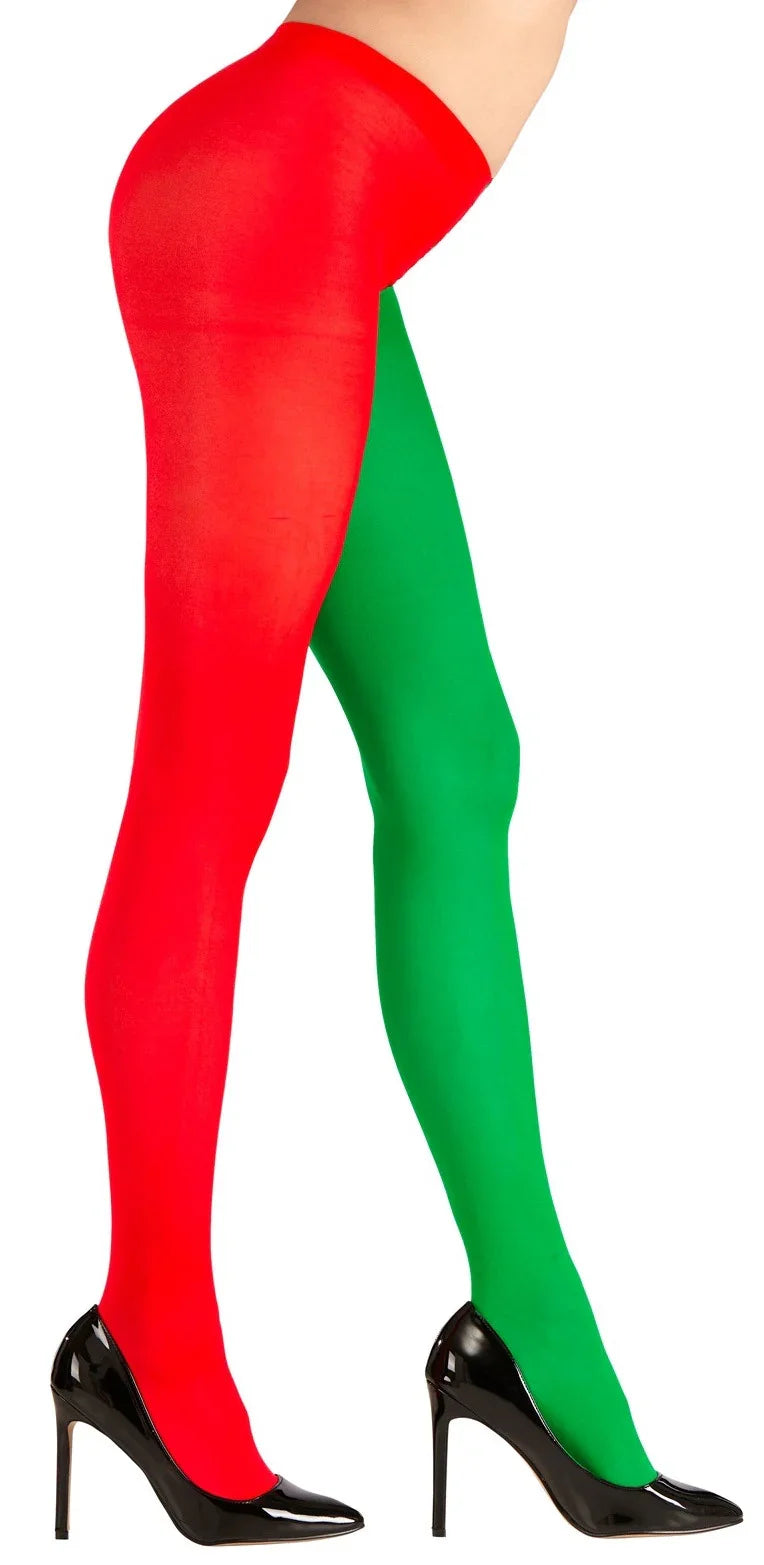 Pantys Rojos y Verdes de Elfo Navideño Elfos Navideños Widmann